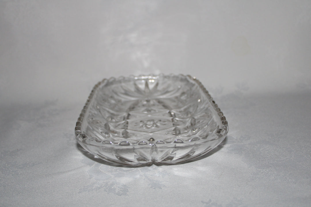 Vintage Anchor Hocking Star of David Heavy Pressed/Cut Glass Rectangular Dish