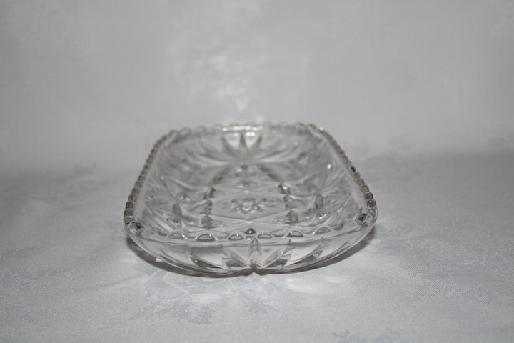 Vintage Anchor Hocking Star of David Heavy Pressed/Cut Glass Rectangular Dish