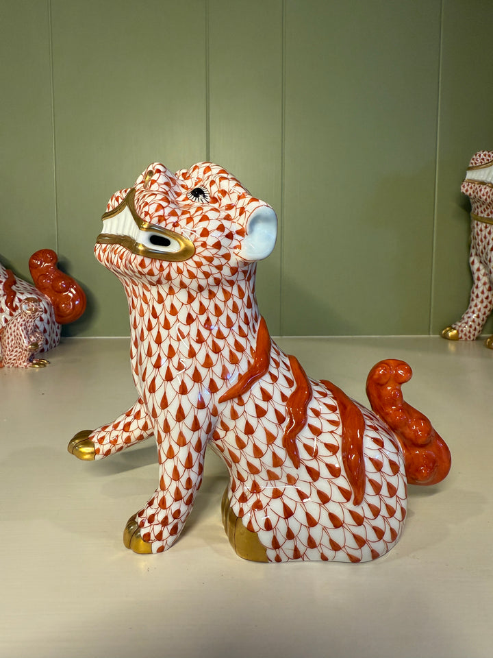 Large Red Herend Foo Dog *SET OF 2*