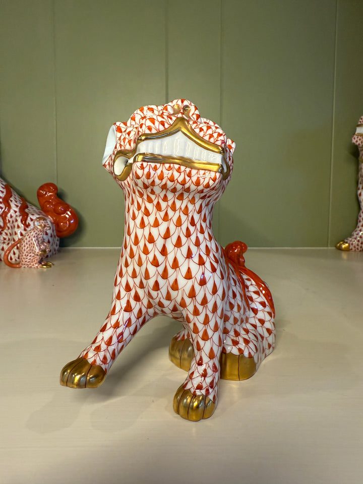 Large Red Herend Foo Dog *SET OF 2*