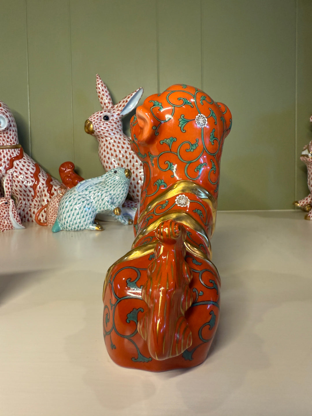 Red Medium Herend Foo Dog