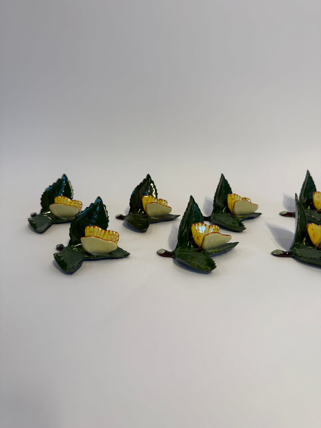 Herend Butterfly on Leaf Name Card Holders (8)