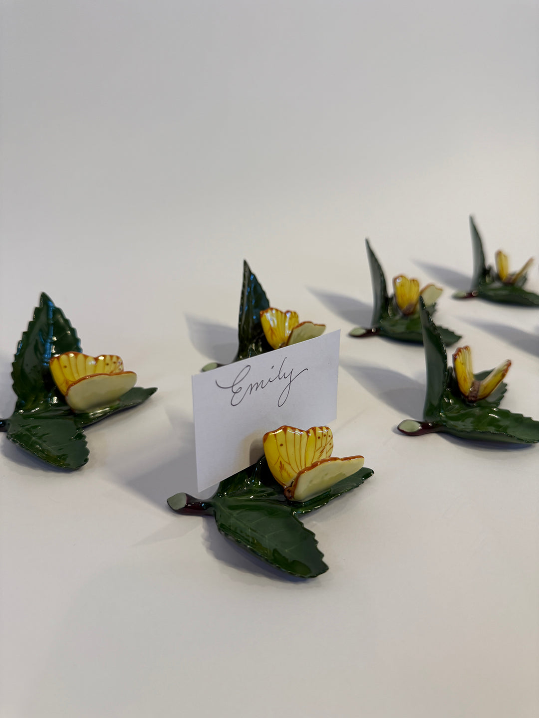 Herend Butterfly on Leaf Name Card Holders (8)