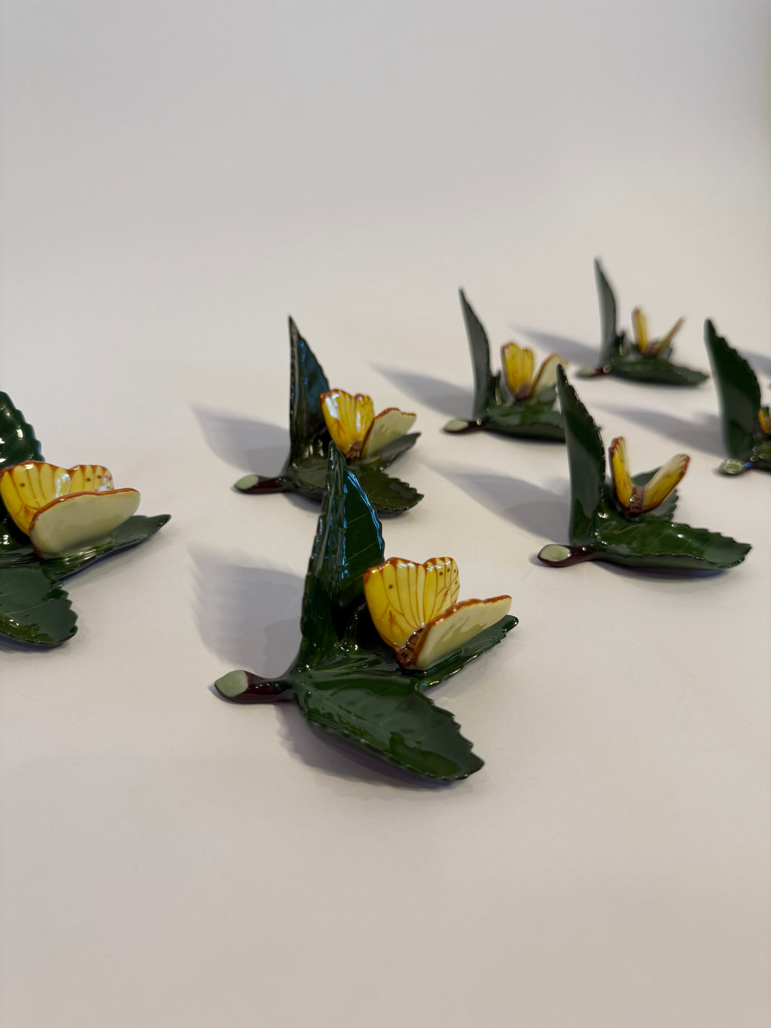 Herend Butterfly on Leaf Name Card Holders (8)