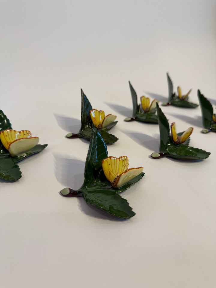 Herend Butterfly on Leaf Name Card Holders (8)