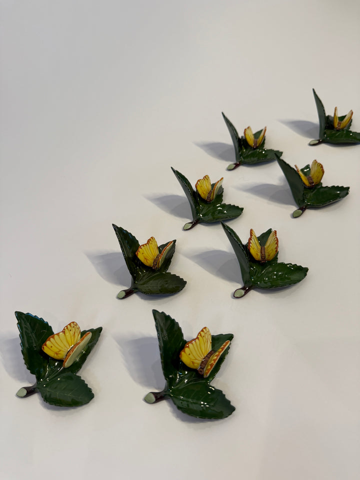 Herend Butterfly on Leaf Name Card Holders (8)