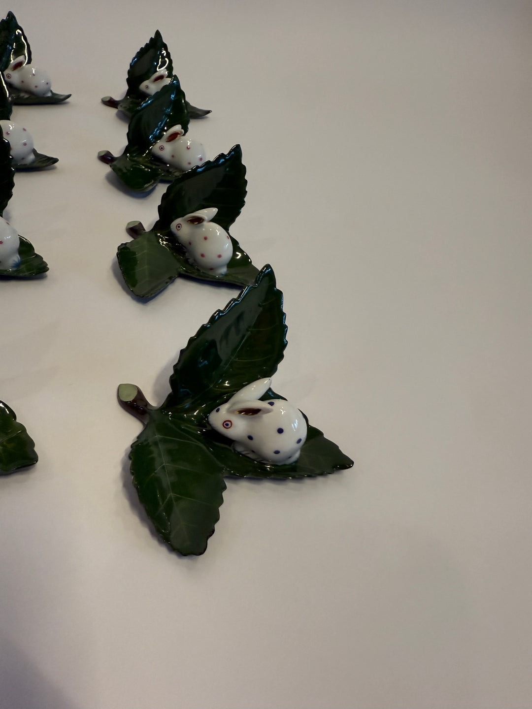 Herend Bunny on Leaf Name Card Holders (16)