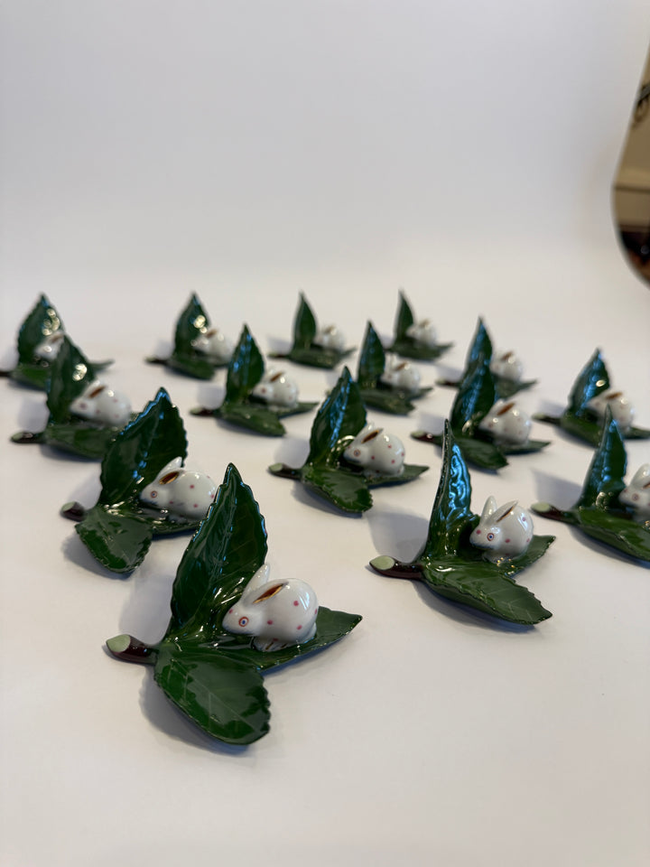 Herend Bunny on Leaf Name Card Holders (16)