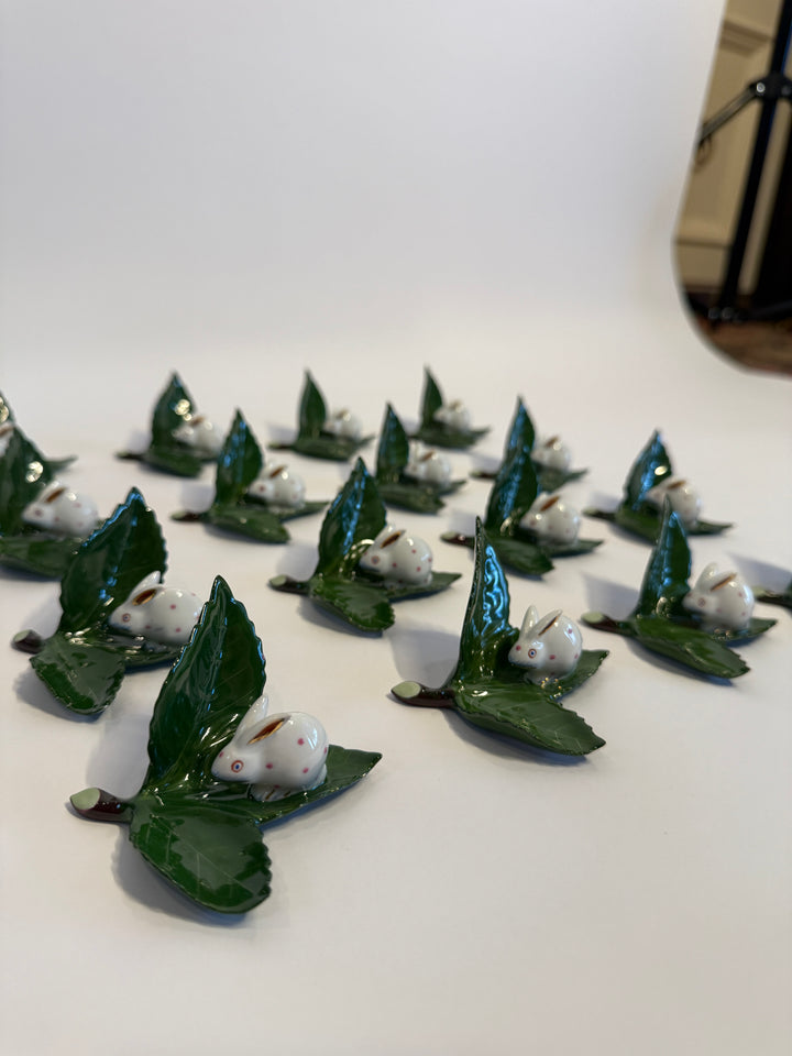 Herend Bunny on Leaf Name Card Holders (16)