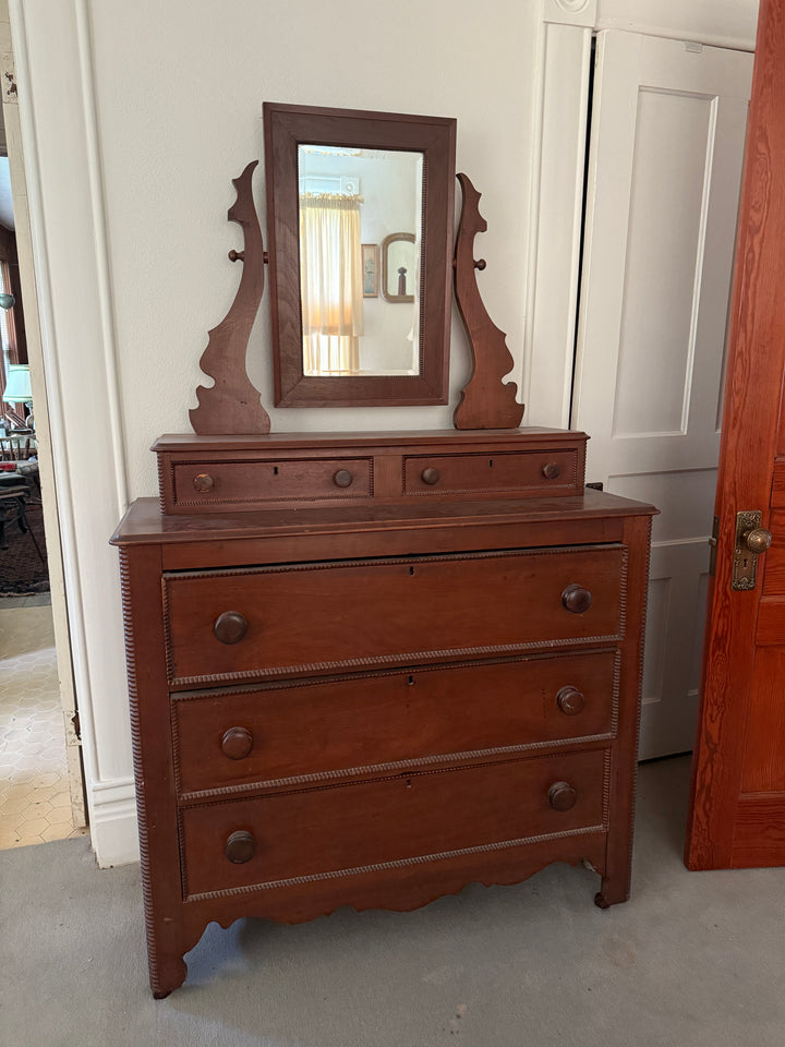 Antique 19th Century Dresser with Mirror – Hand-Cut Dovetails, Original Finish *Local Pickup Available in Honey Grove, TX*