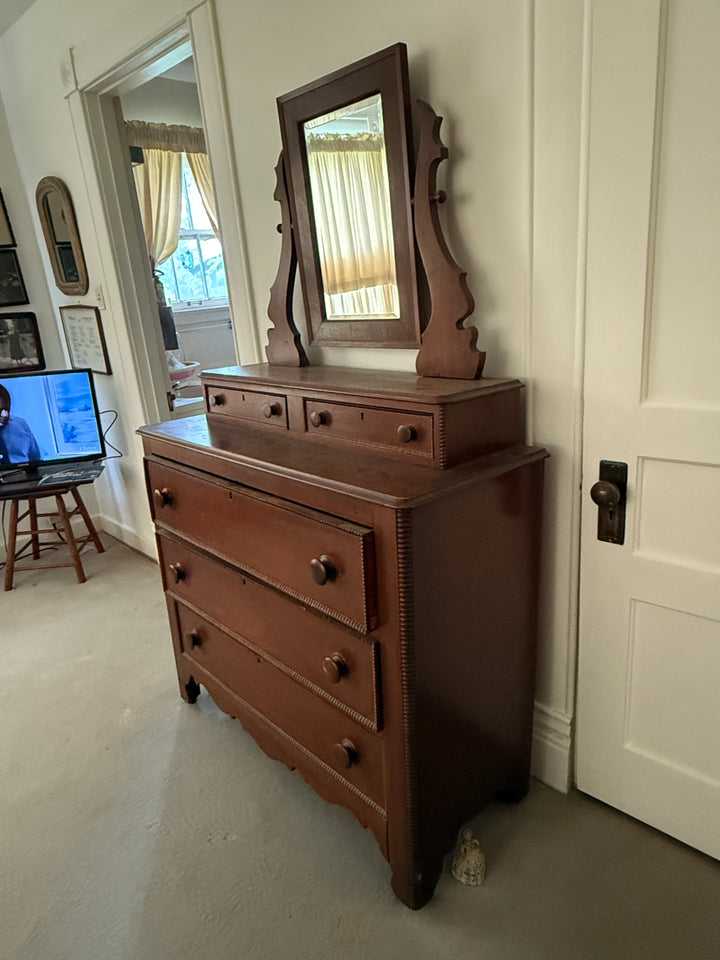 Antique 19th Century Dresser with Mirror – Hand-Cut Dovetails, Original Finish *Local Pickup Available in Honey Grove, TX*