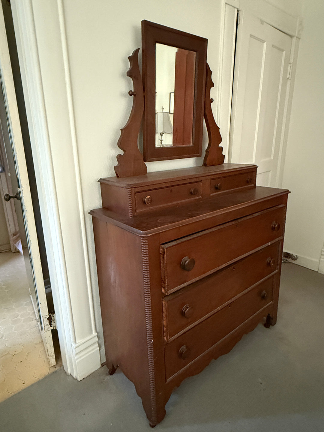Antique 19th Century Dresser with Mirror – Hand-Cut Dovetails, Original Finish *Local Pickup Available in Honey Grove, TX*