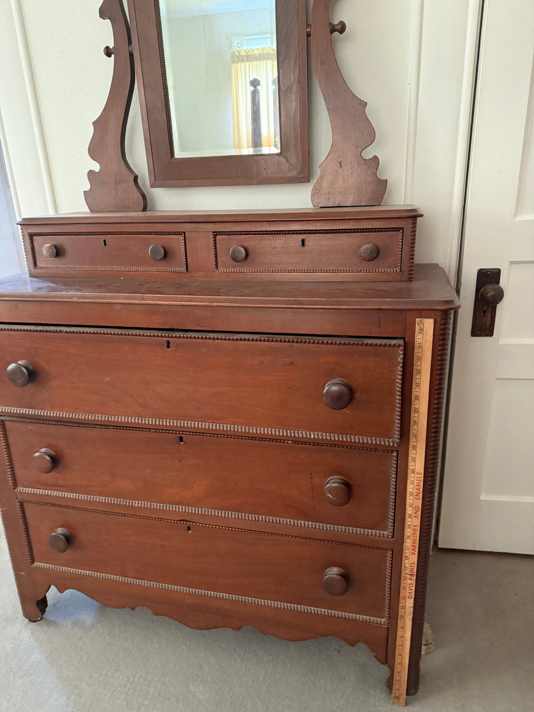 Antique 19th Century Dresser with Mirror – Hand-Cut Dovetails, Original Finish *Local Pickup Available in Honey Grove, TX*