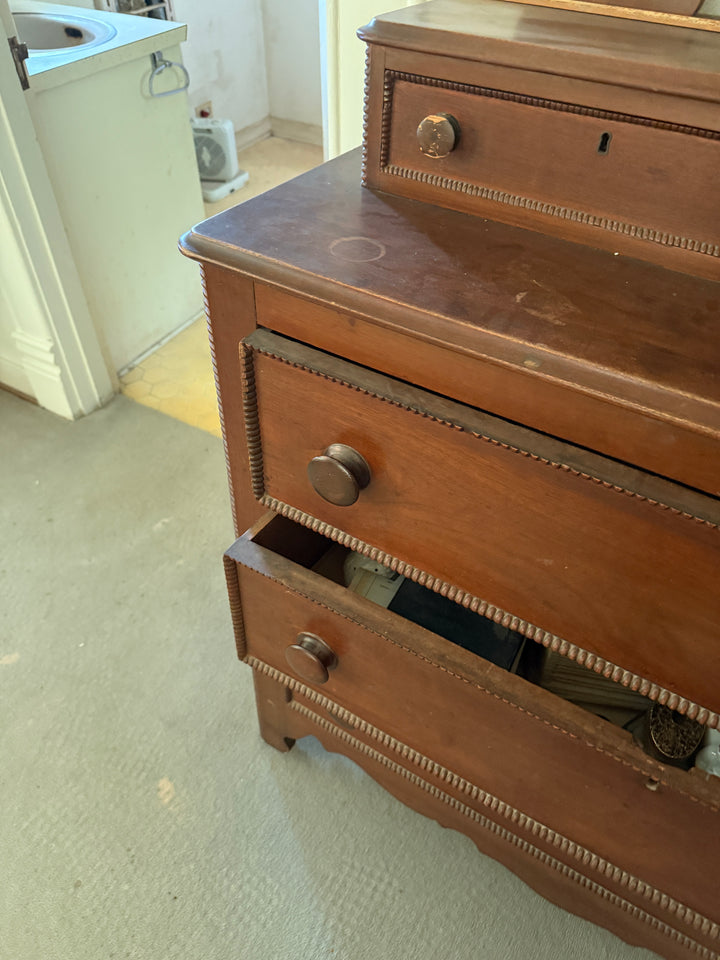 Antique 19th Century Dresser with Mirror – Hand-Cut Dovetails, Original Finish *Local Pickup Available in Honey Grove, TX*