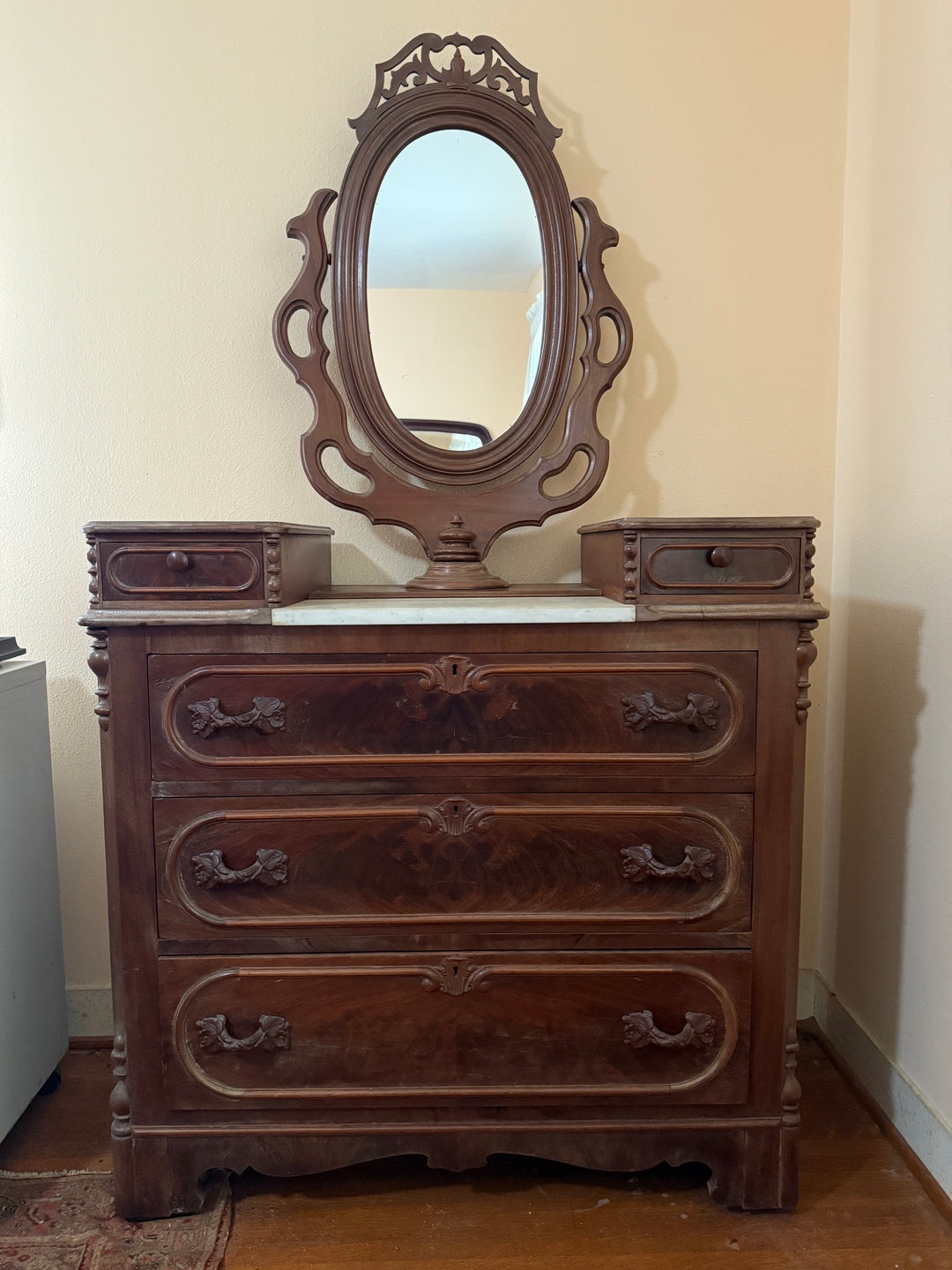 Victorian Marble-Top Dresser with Ornate Mirror *Local Pickup Available in Honey Grove, TX*