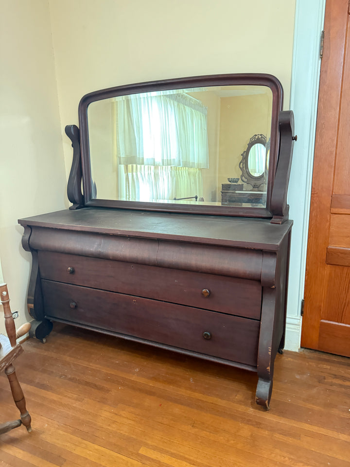 Antique Dresser with Mirror – Solid Mahogany *Local Pickup Available in Honey Grove, TX*