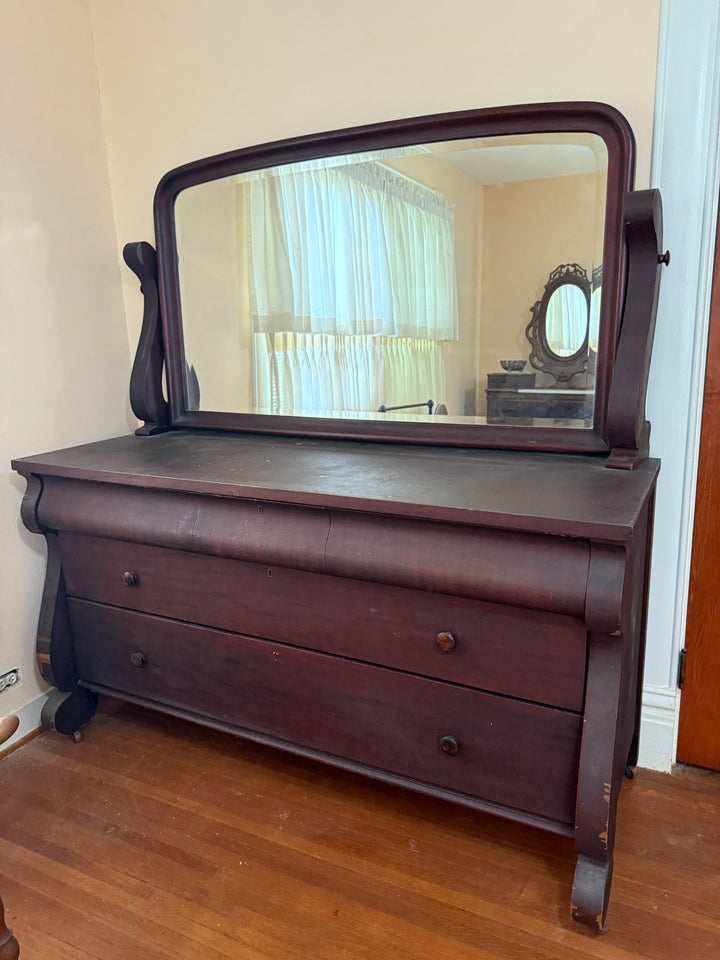 Antique Dresser with Mirror – Solid Mahogany *Local Pickup Available in Honey Grove, TX*