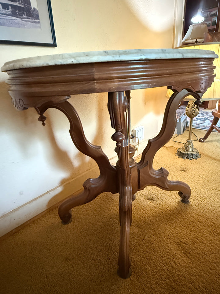 Victorian Marble-Top Parlor Table – Antique Solid Wood *Local Pickup Available in Honey Grove, TX*