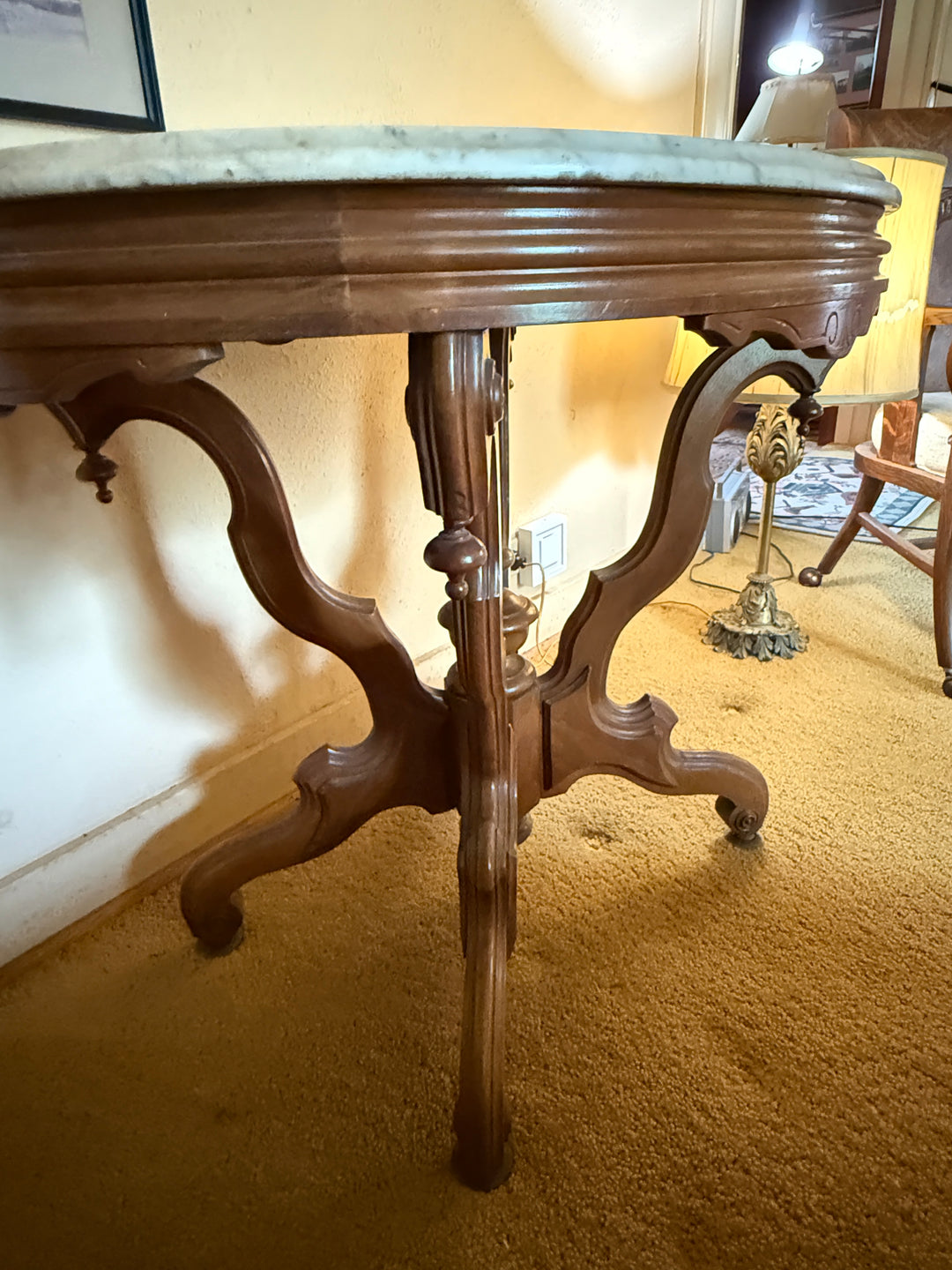 Victorian Marble-Top Parlor Table – Antique Solid Wood *Local Pickup Available in Honey Grove, TX*