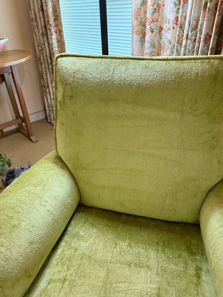 Vintage Mid-Century Green Velvet Lounge Chair – Rocking Base Convertible *Local Pickup Available in Honey Grove, TX*