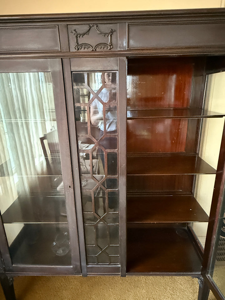Antique Glass Display Mahogany Cabinet – Mahogany *Local Pickup Available in Honey Grove, TX*