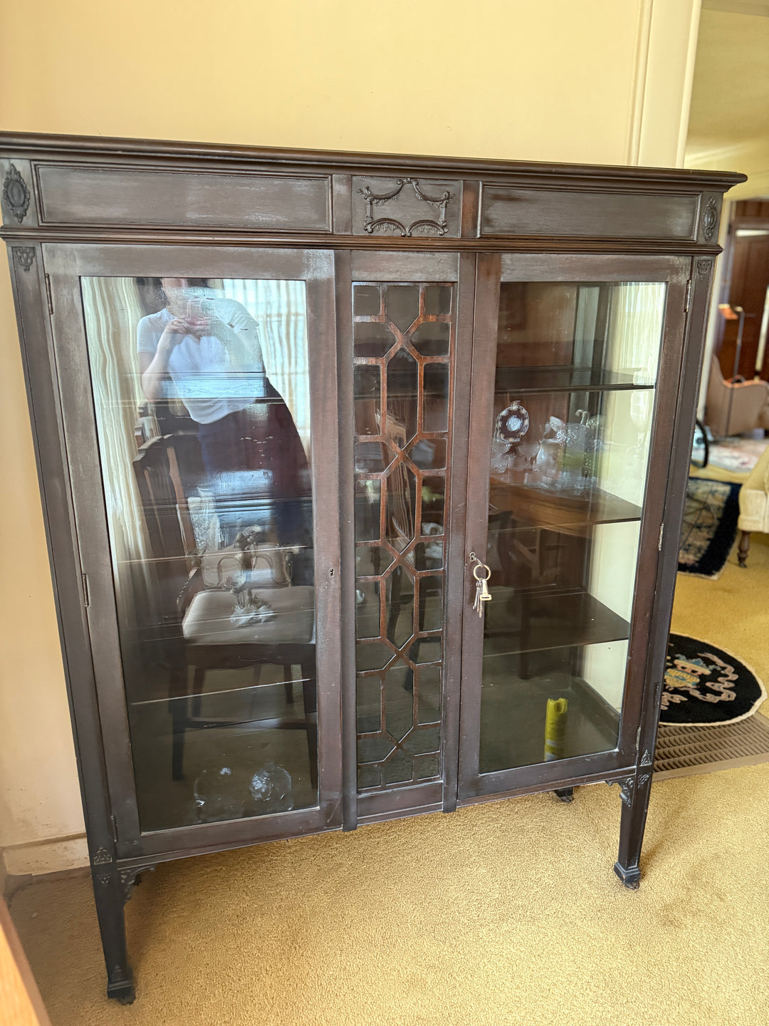 Antique Glass Display Mahogany Cabinet – Mahogany *Local Pickup Available in Honey Grove, TX*
