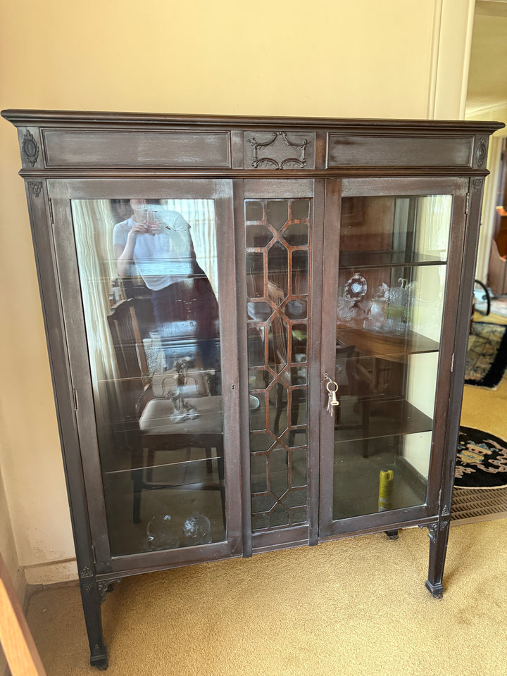 Antique Glass Display Mahogany Cabinet – Mahogany *Local Pickup Available in Honey Grove, TX*