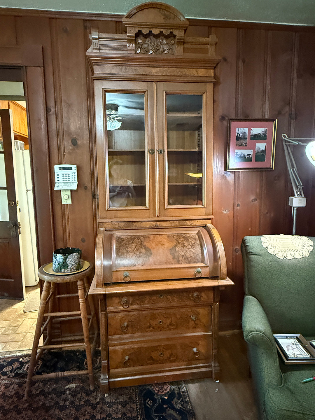 Burled Walnut Eastlake-Style Secretary Desk and Bookcase *Local Pickup Available in Honey Grove, TX*