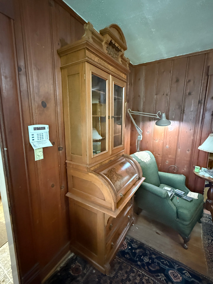 Burled Walnut Eastlake-Style Secretary Desk and Bookcase *Local Pickup Available in Honey Grove, TX*