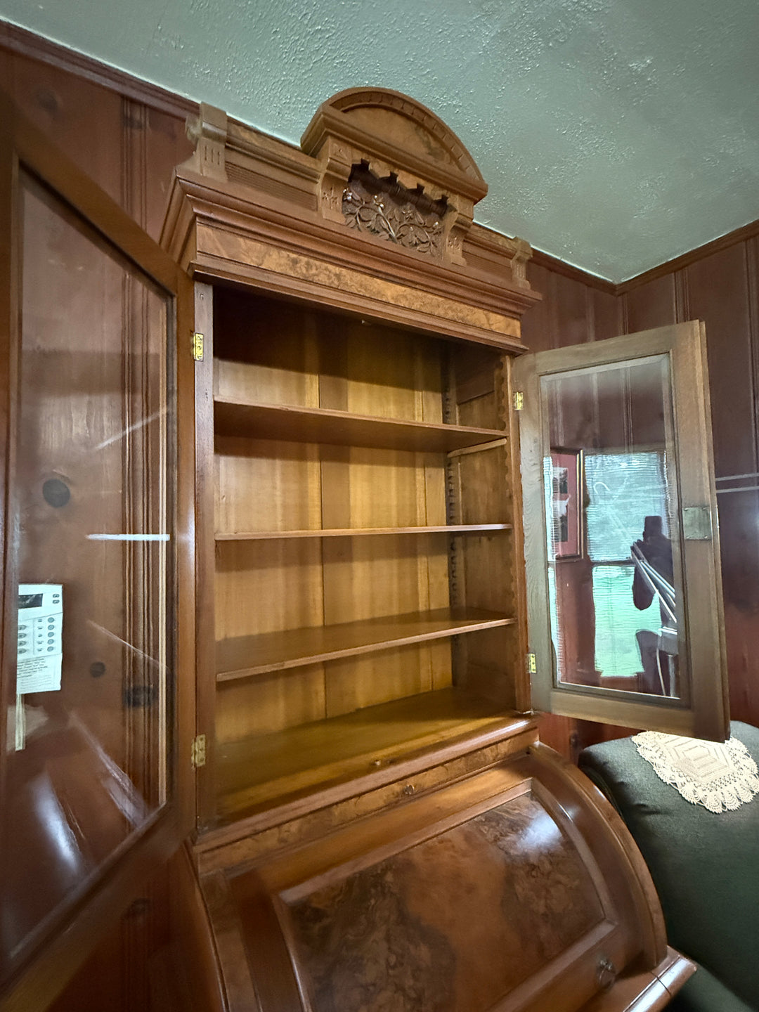 Burled Walnut Eastlake-Style Secretary Desk and Bookcase *Local Pickup Available in Honey Grove, TX*