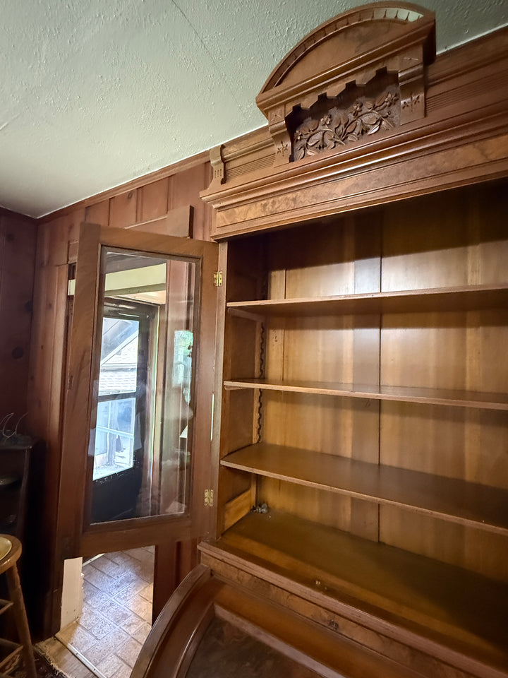 Burled Walnut Eastlake-Style Secretary Desk and Bookcase *Local Pickup Available in Honey Grove, TX*