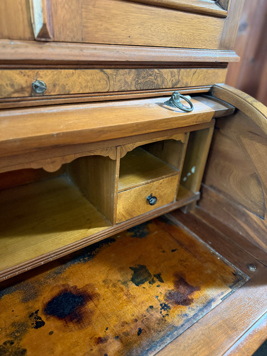 Burled Walnut Eastlake-Style Secretary Desk and Bookcase *Local Pickup Available in Honey Grove, TX*