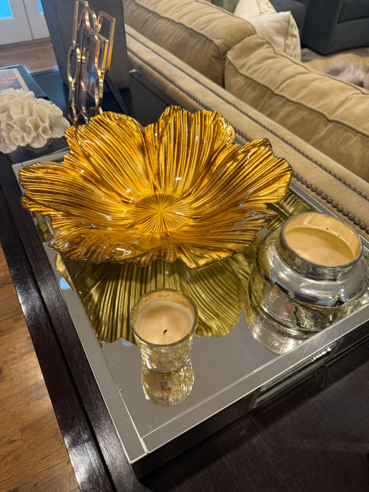 Floral Gold Glass Bowl