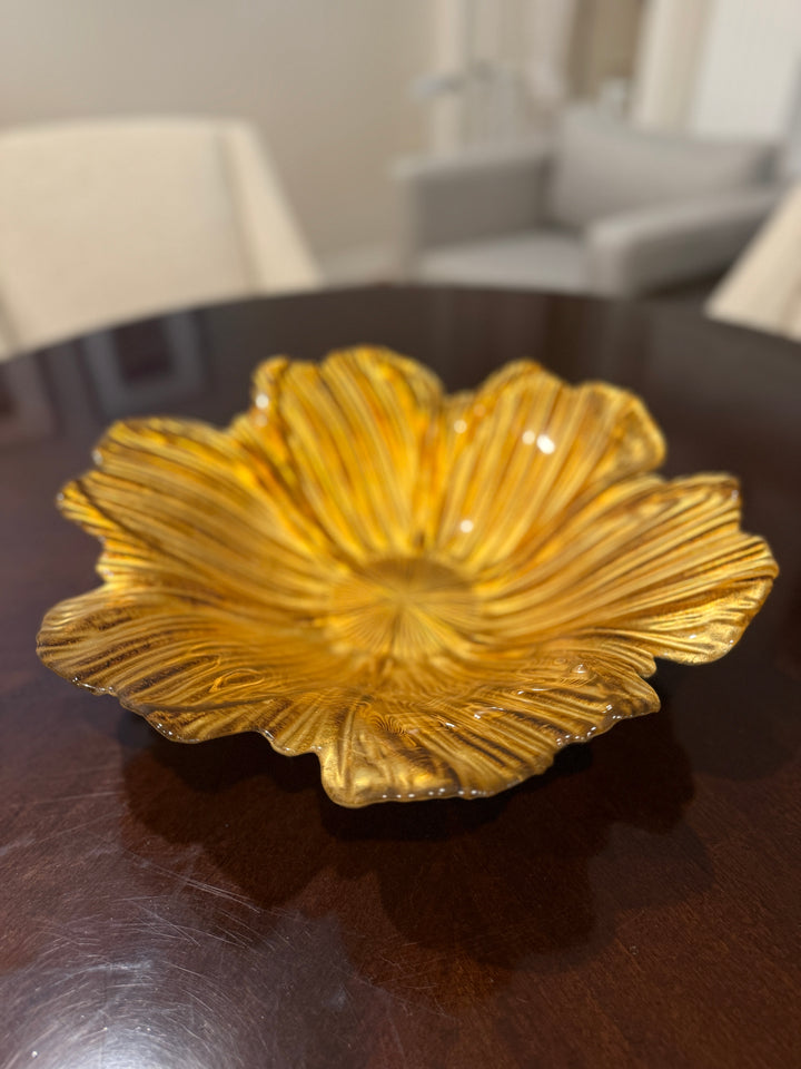 Floral Gold Glass Bowl