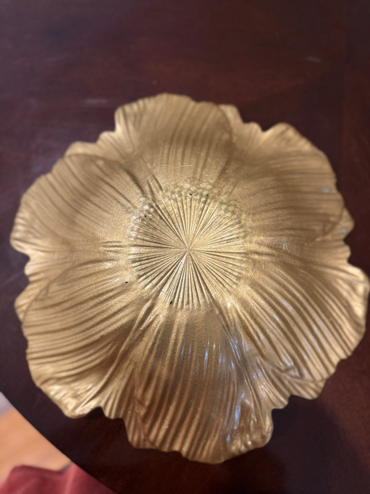 Floral Gold Glass Bowl