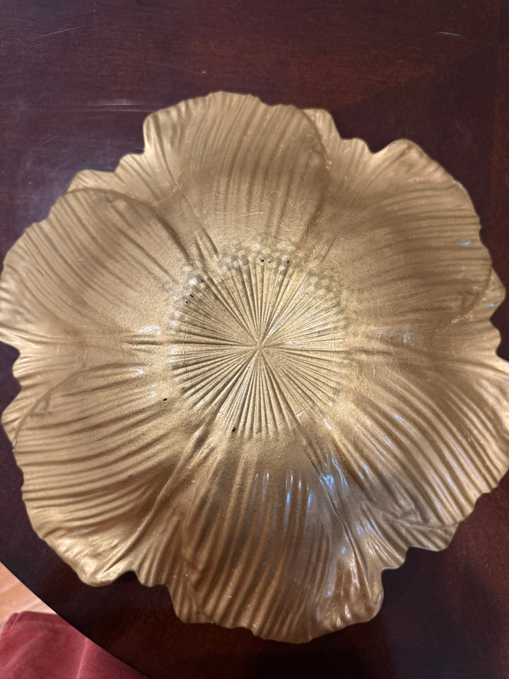 Floral Gold Glass Bowl