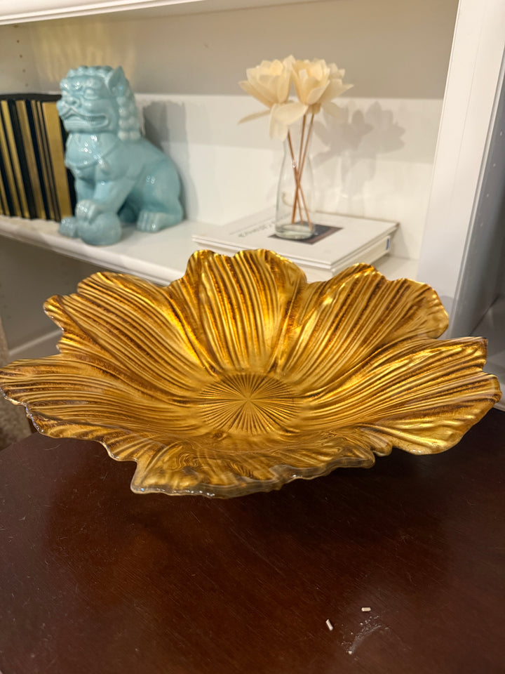 Floral Gold Glass Bowl