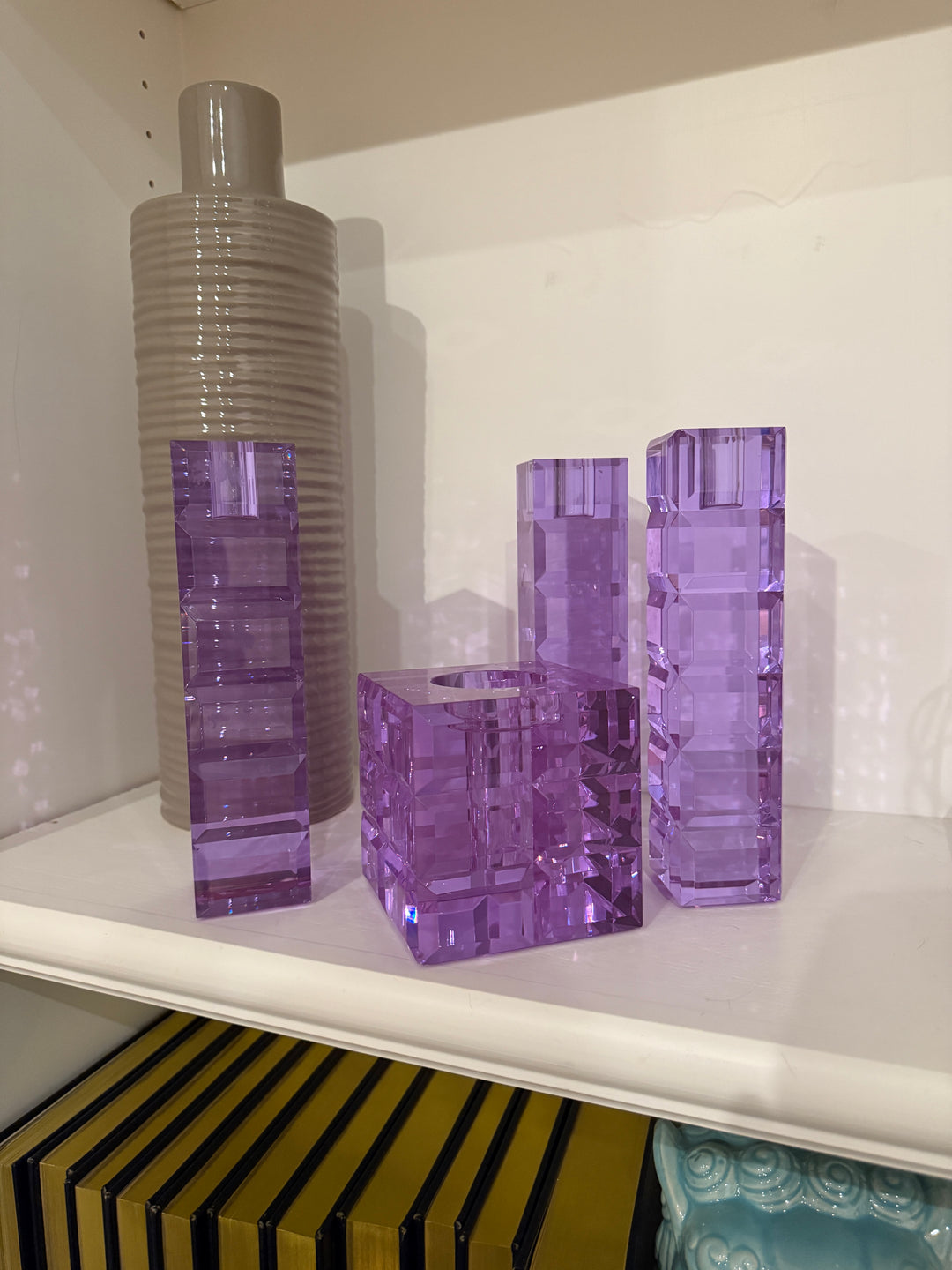 Veritas Purple Crystal Candle Holders