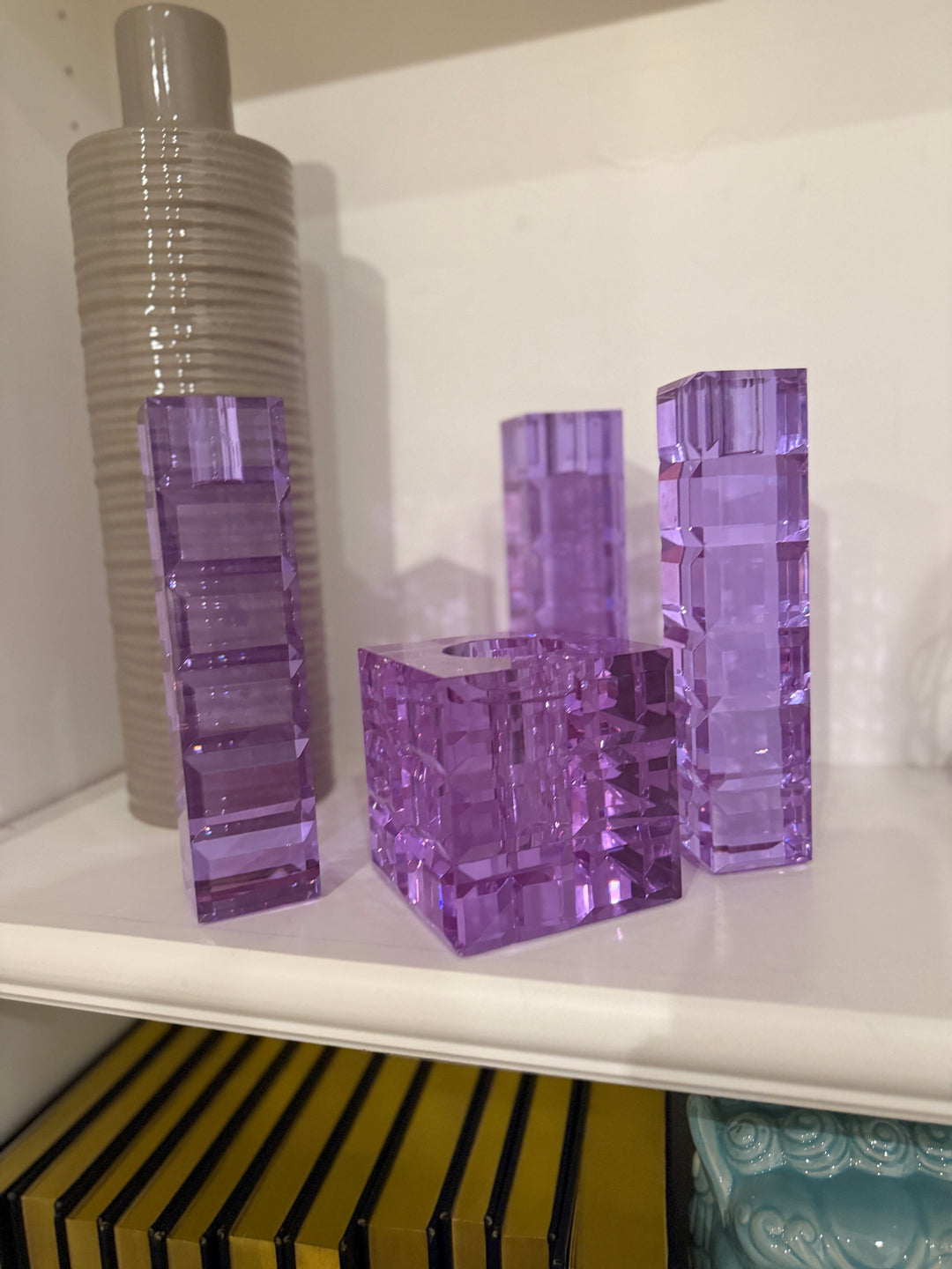 Veritas Purple Crystal Candle Holders