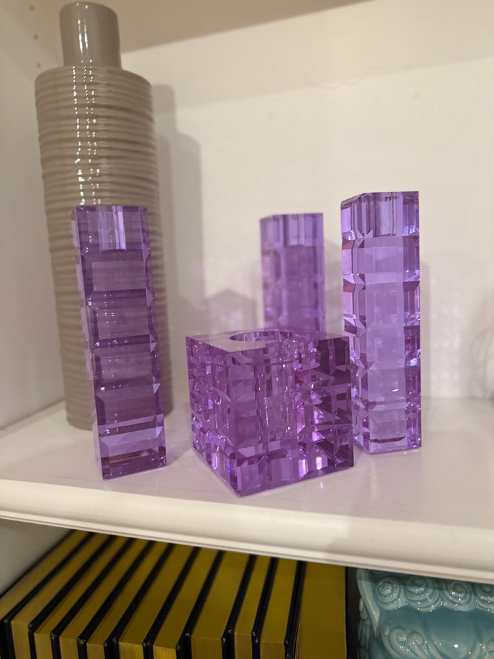Veritas Purple Crystal Candle Holders