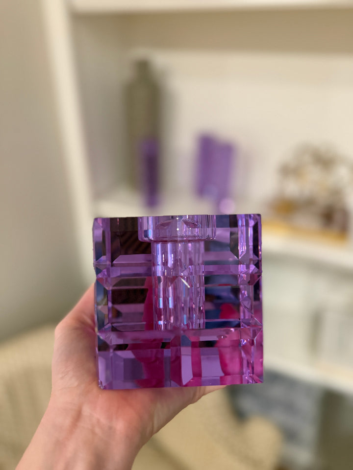 Veritas Purple Crystal Candle Holders