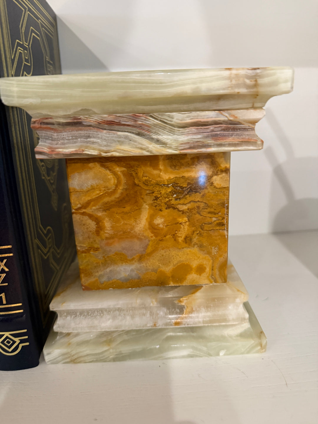 Whirl Green Onyx Bookends