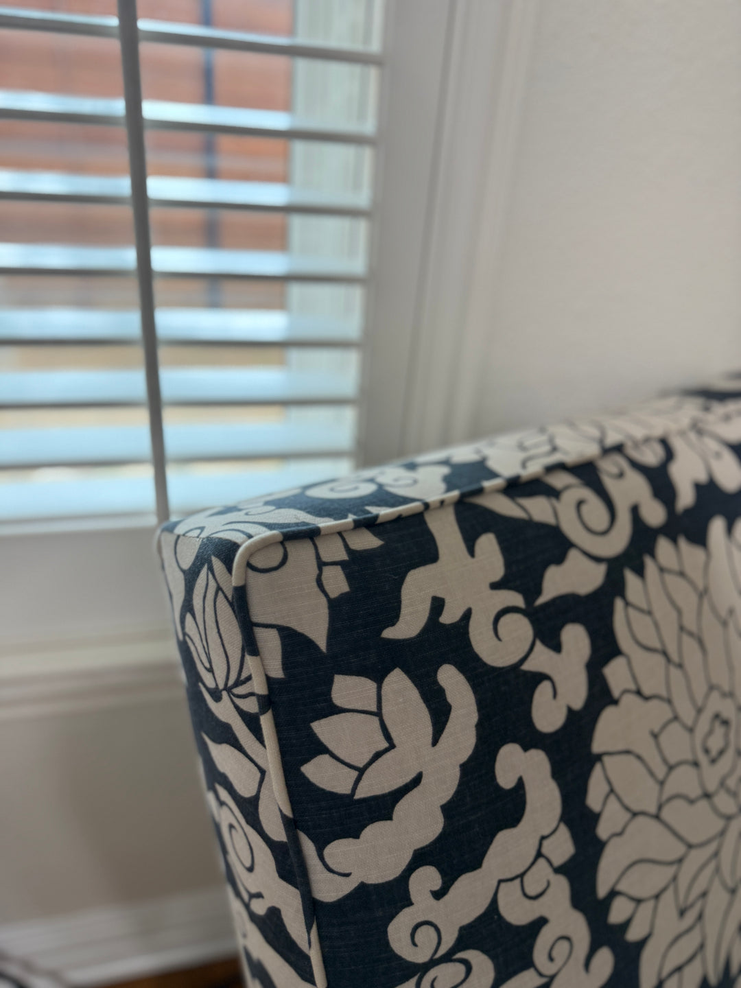 Custom Blue and White Upholstered Chairs