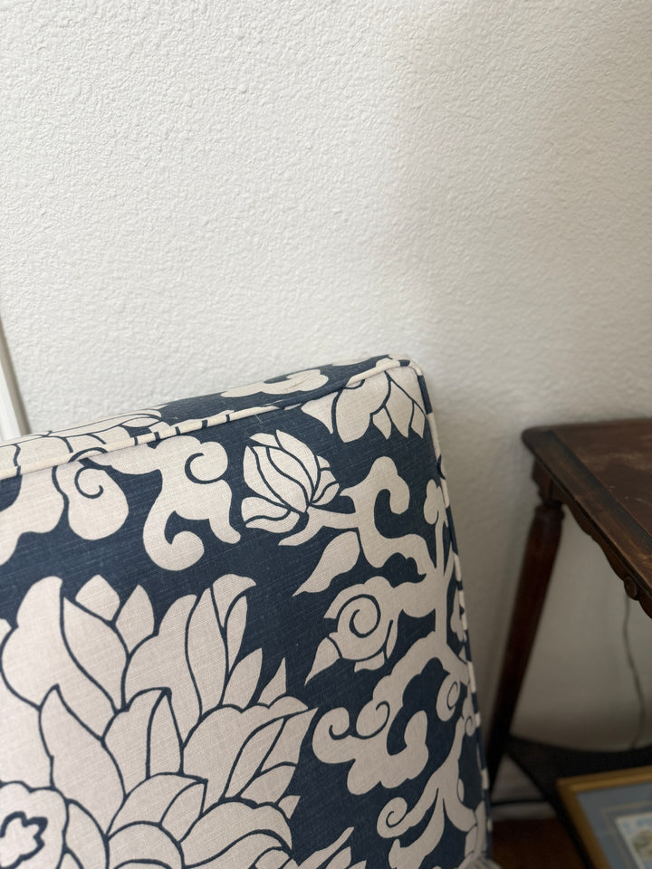 Custom Blue and White Upholstered Chairs