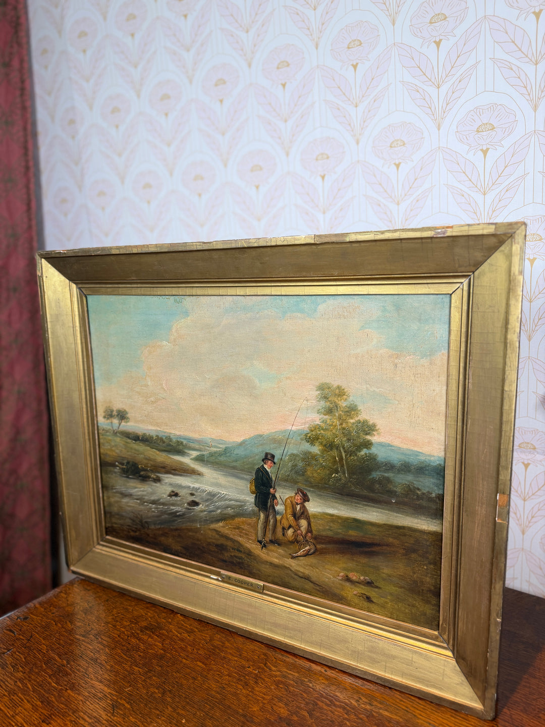 Antique Oil on Canvas Signed E. Cooper