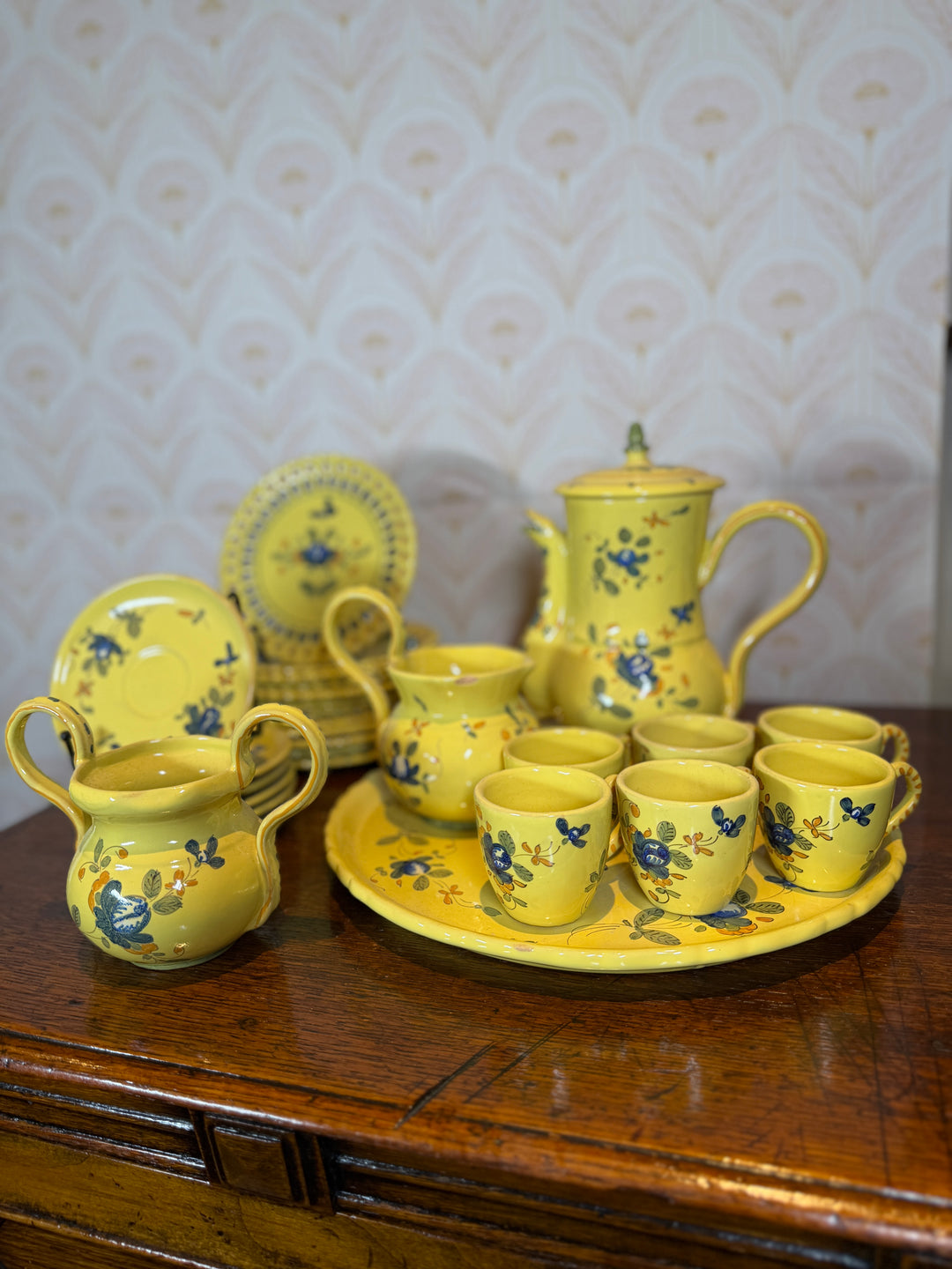 Vintage Matet Martres Fait Main French Pottery (Handmade) - Tea & Dessert Set