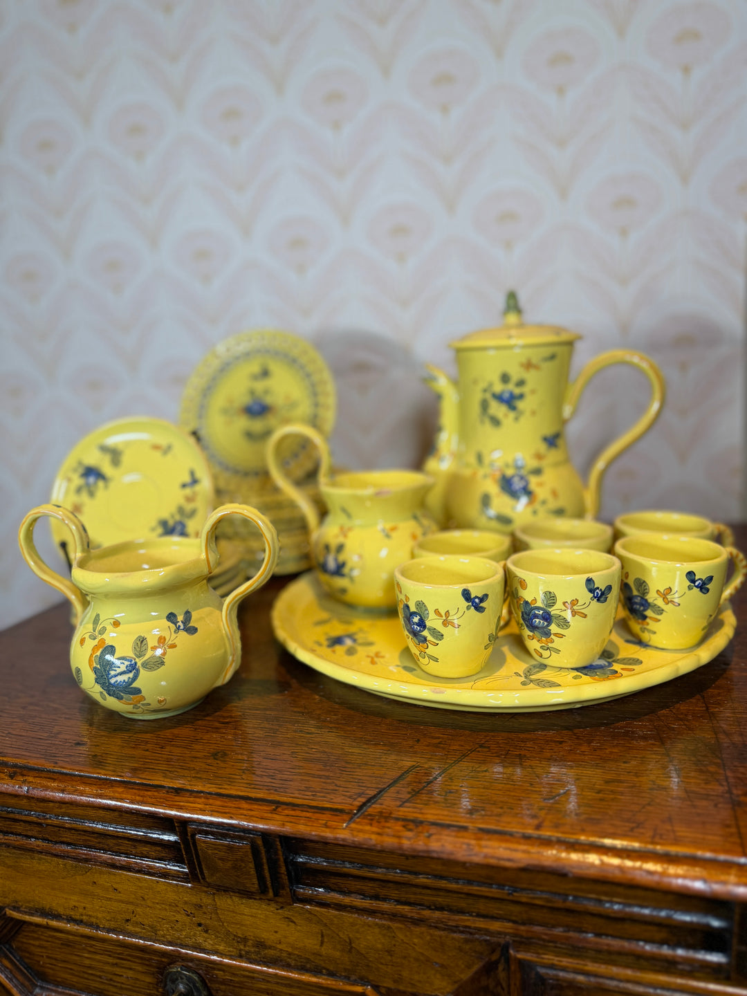 Vintage Matet Martres Fait Main French Pottery (Handmade) - Tea & Dessert Set