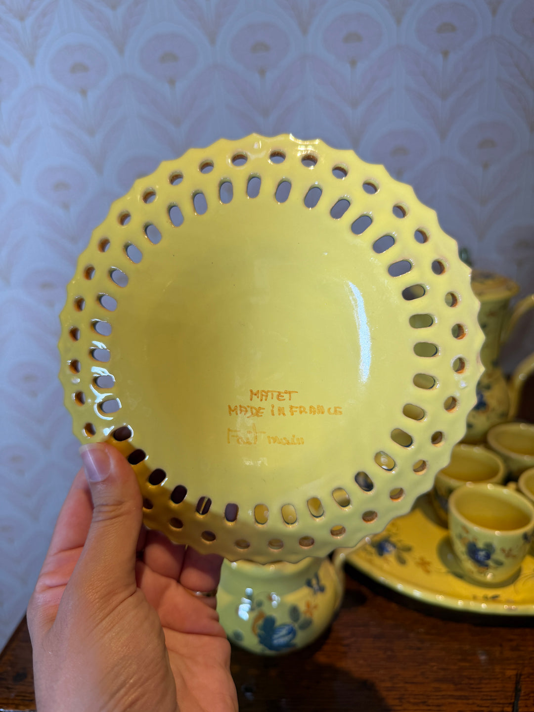 Vintage Matet Martres Fait Main French Pottery (Handmade) - Tea & Dessert Set