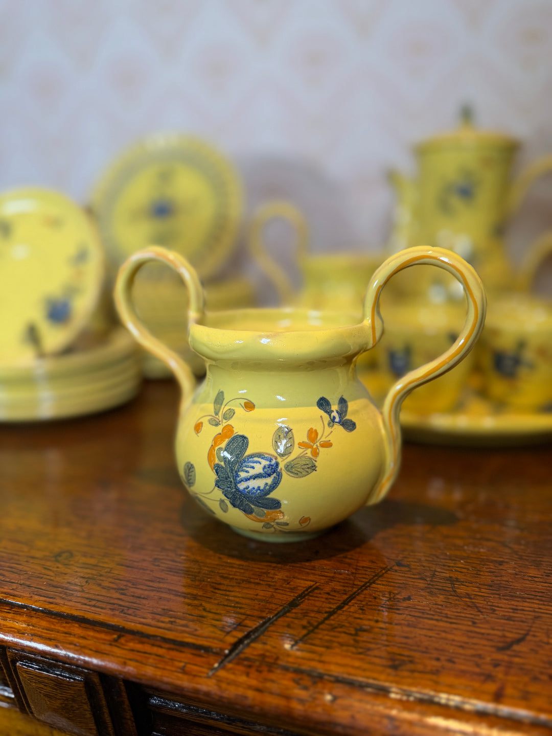 Vintage Matet Martres Fait Main French Pottery (Handmade) - Tea & Dessert Set