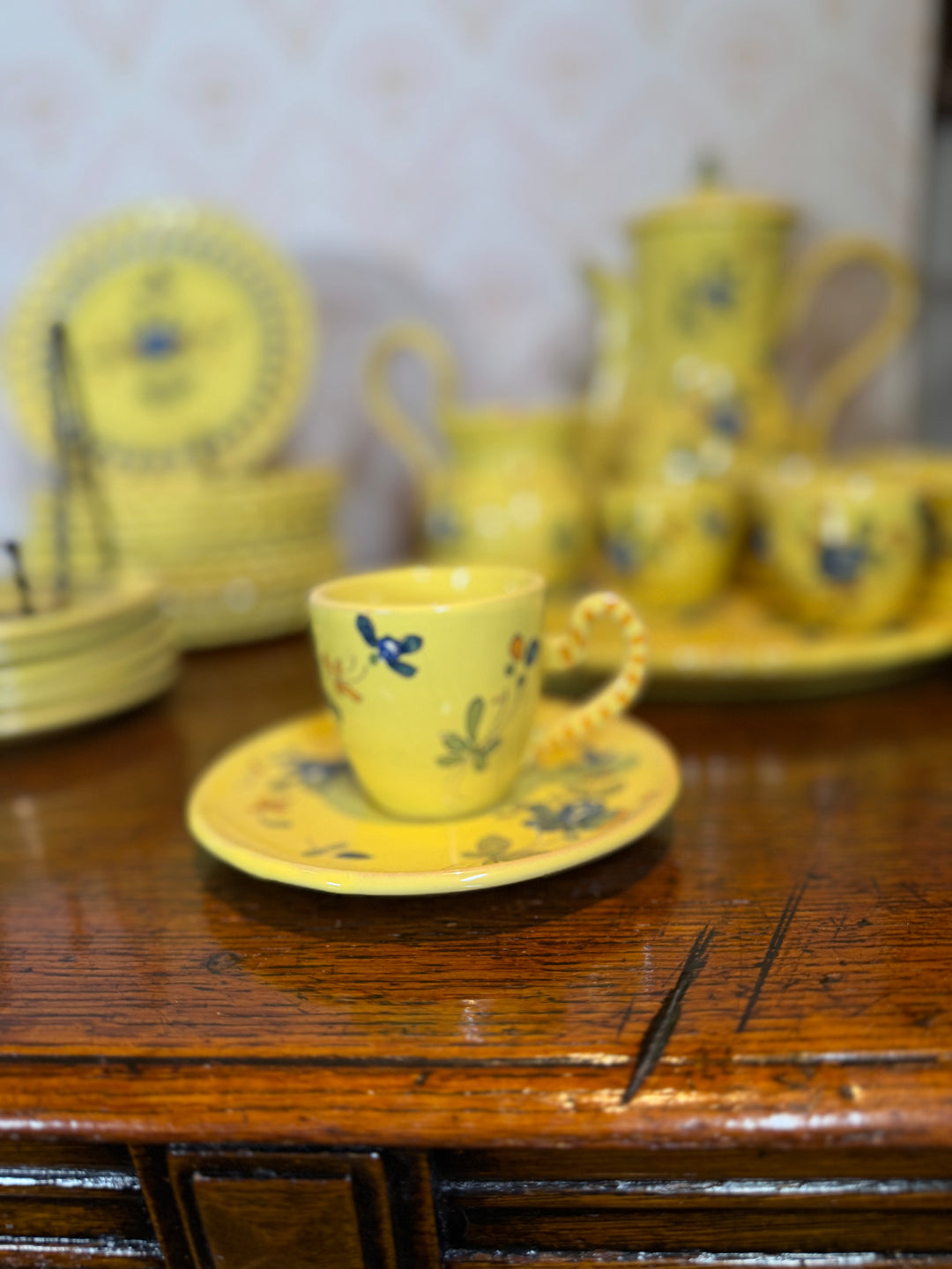 Vintage Matet Martres Fait Main French Pottery (Handmade) - Tea & Dessert Set